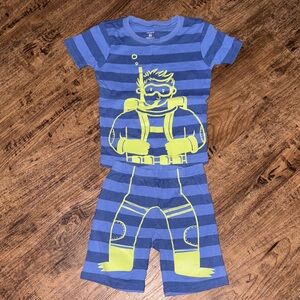 Carter's Blue Striped Pajama Top with Diver Graphic 5T
